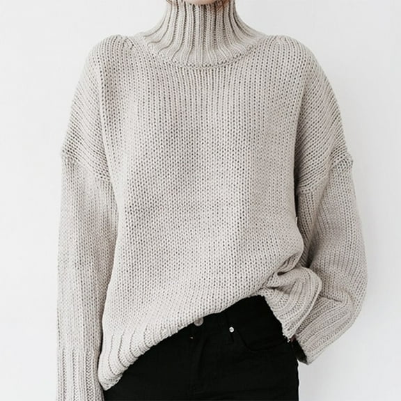 CAICJ98 Women Sweater Women's Oversized Long Sleeve V Neck Off The Shoulder Baggy Comfy Knit Pullover Sweaters White,L
