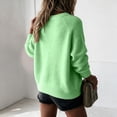 thumbnail image 2 of Womens Oversized Crew Neck Pullover Sweater Plus Size Fashion Long Sleeve Loose Solid Color Blouse Jumper Soft Cozy Trendy Outerwear Light Green L, 2 of 3