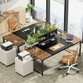 thumbnail image 2 of Huuger 71 x 31.5 Inch Desk with Power Outlets & USB-C, 1.2 Inch Thicker Desktop, Robust Metal Tubes, Deep Computer Desk, Heavy Duty Office Desk, Work Desk, Rustic Brown and Black, 2 of 9