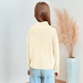 thumbnail image 4 of Girls Full Zip Ribbed Knit Cardigan Sweater with Stand Collar Long Sleeves Casual Outerwear for Kids, 4 of 7