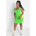 thumbnail image 2 of Rebdolls Womens Plus Size Essential Lime Green Tank Bodycon Mini Dress - 1X, 2 of 4