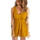 thumbnail image 1 of Mameluco de verano Ticfox sin mangas cuello en V piernas anchas cortas color puro amarillo S, 1 of 4