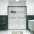 thumbnail image 2 of 56-60"x74" Aluminum Frame Double Sliding Shower Door, 1/4" Tempered Glass, Matte Black | Adjustable fit for 56-60" spaces, reversible design, smooth and quiet sliding operation, 2 of 21