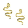 thumbnail image 2 of Bling Jewelry Womens Minimalist Snake Stud Earrings in 14K Yellow Gold with Safety Clutch Screw Back, 2 of 6