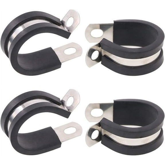 1 Inch Rubber Cushioned Insulated Clamps - Pack of 20, Stainless Steel Metal Tube Holder for Tube, Pipe or Wire Cord Installation