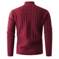 thumbnail image 7 of Miluxas Mens Full Zip Up Cardigan Sweater Casual Stand Collar Cable Knit Winter Sweaters Red, 7 of 7
