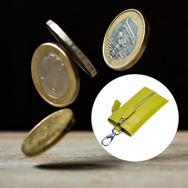 Leather Wallet Keys Storage Purse Shop Key Chain Fashion Vintage Coin Credit Card Receipt Organizing Pouch Green
