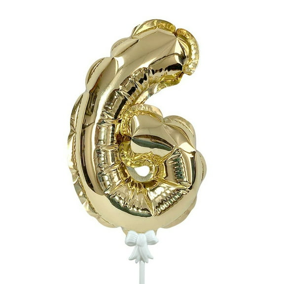 7 inch Self-Inflating Number 6 - Gold Foil Mylar Balloon - Party Supplies Decorations