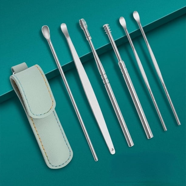 Juego De 6 Herramientas Innovadoras para Limpiar La Cera De Los Oídos con Resorte, Herramienta para Quitar La Cera De Los Oídos, Kit De Selecciones De Orejas De Acero Inoxidable En Espiral