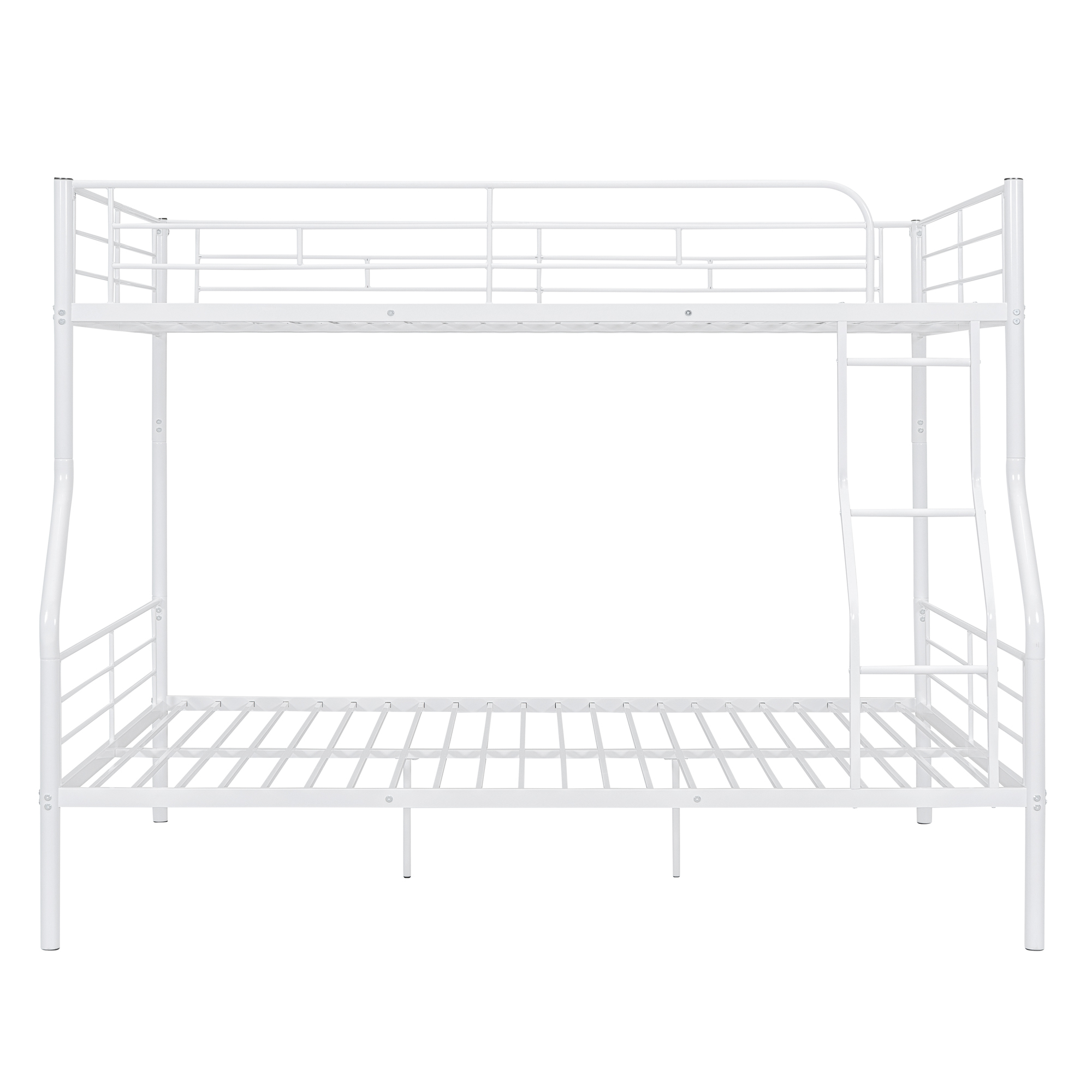 Full XL Over Queen Bunk Beds for Adults,Heavy-Duty Metal Bunk Bed Frame with Non-Slip Ladder and Safety Full-Length Guardrails for Kids Teens Adults,Space-Saving,White