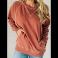 thumbnail image 4 of Sudadera Informal de Larga con Cuello Redondo para Mujer, Sudadera Holgada Rojo Óxido L, 4 of 7