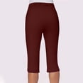 thumbnail image 5 of Women's High Waisted Capri Pants with Pockets Knee Length Quick Dry Athletic Yoga Workout Swim UPF50+ Summer 2025 Petite Wine, 5 of 7