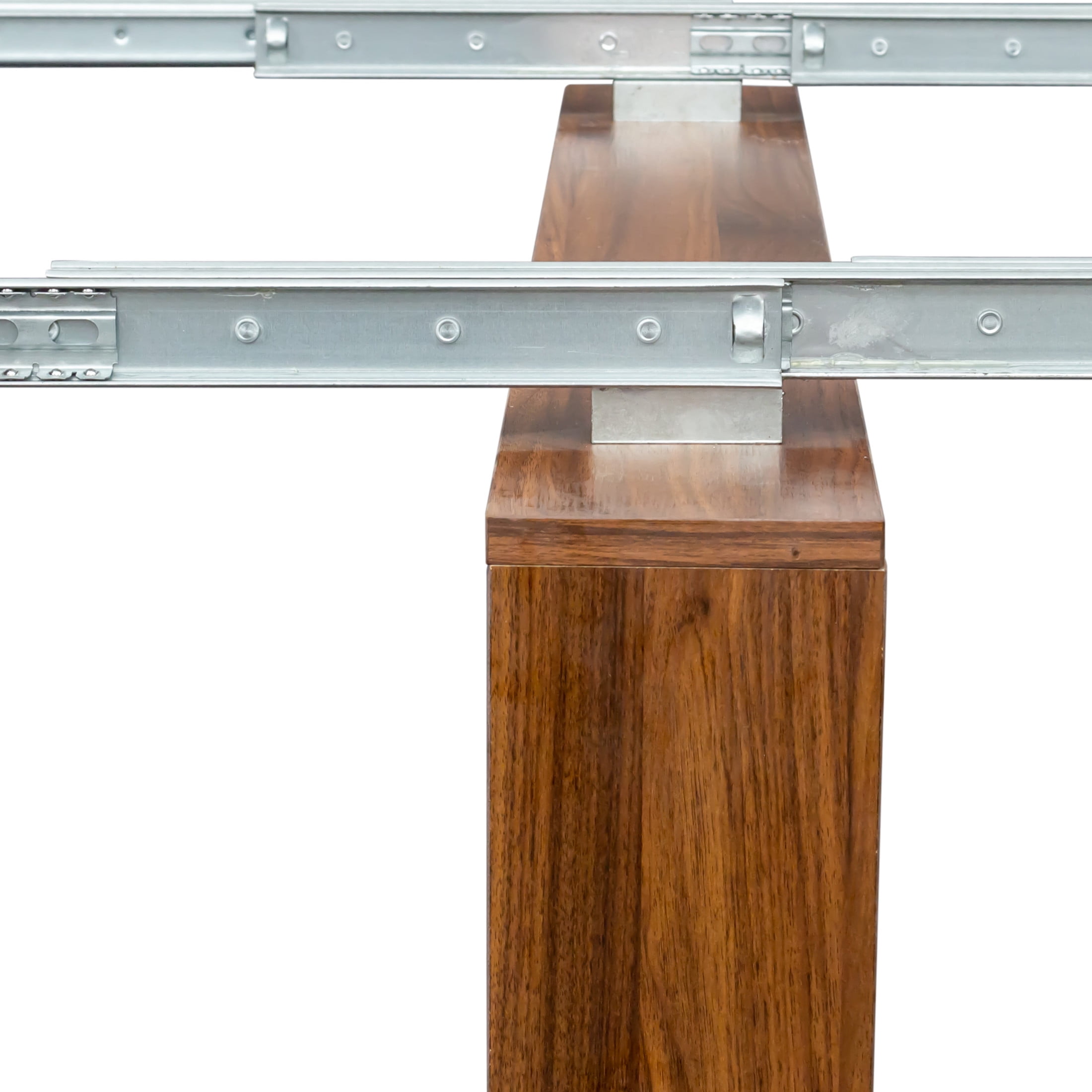 Noble House Earthy 98.4" Extendable Dining Table, Hidden Storage, Wooden Convertible Kitchen Sideboard, Walnut
