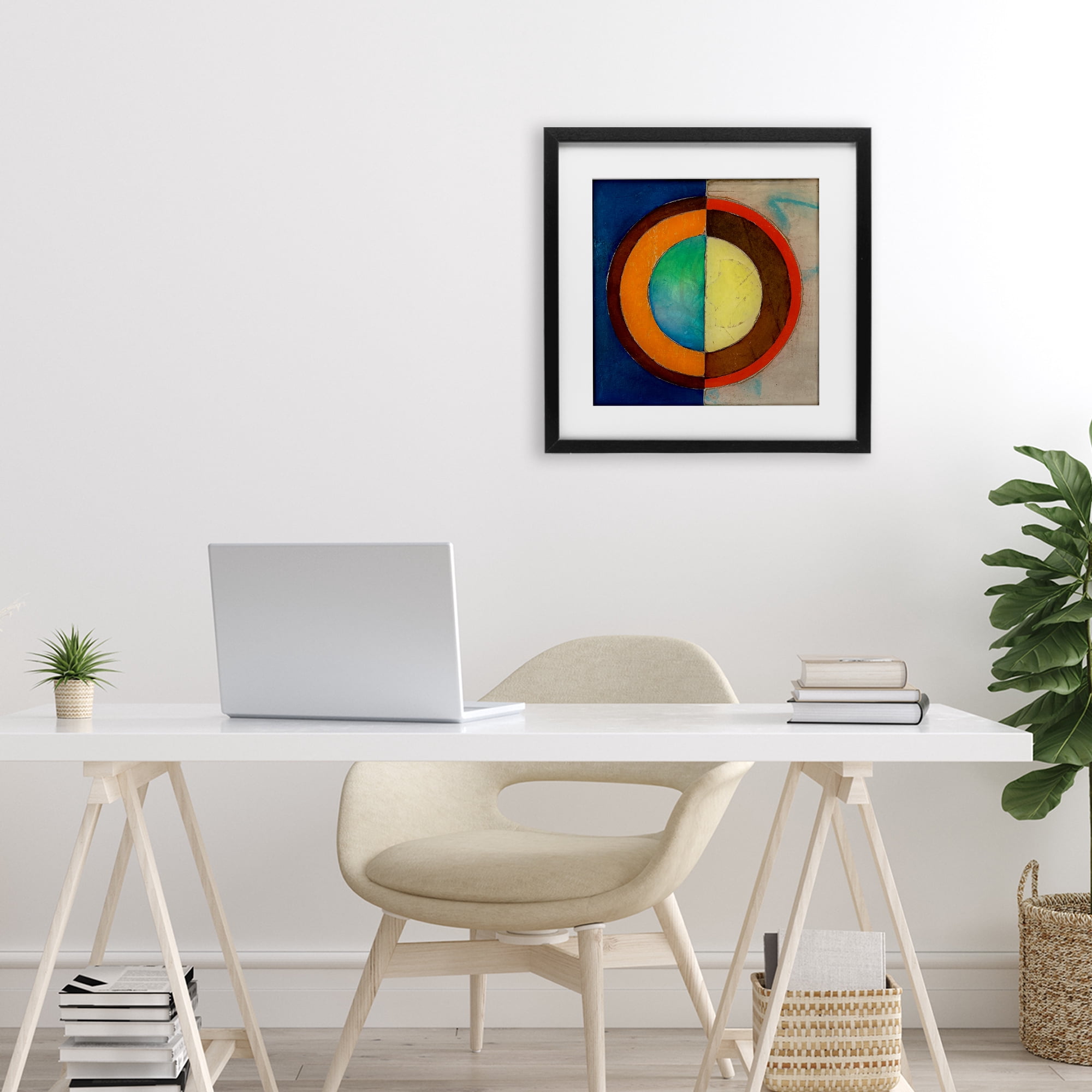 Stupell Industries Bright Vertical Circle Symmetry Black Framed Print Under Glass, design by Matthew Finger