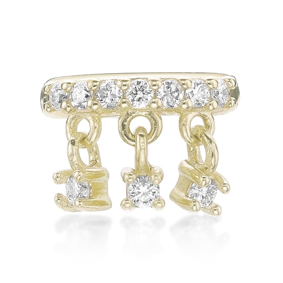 Lavari Jewelers 18K Yellow Gold Plated Silver Dangle Ear Cuff With 0.11 Carat Lab Grown Diamond