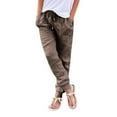 thumbnail image 4 of Women's Elastic Drawstring Waist Loose Wide Leg Solid Pants With Pockets, 4 of 4