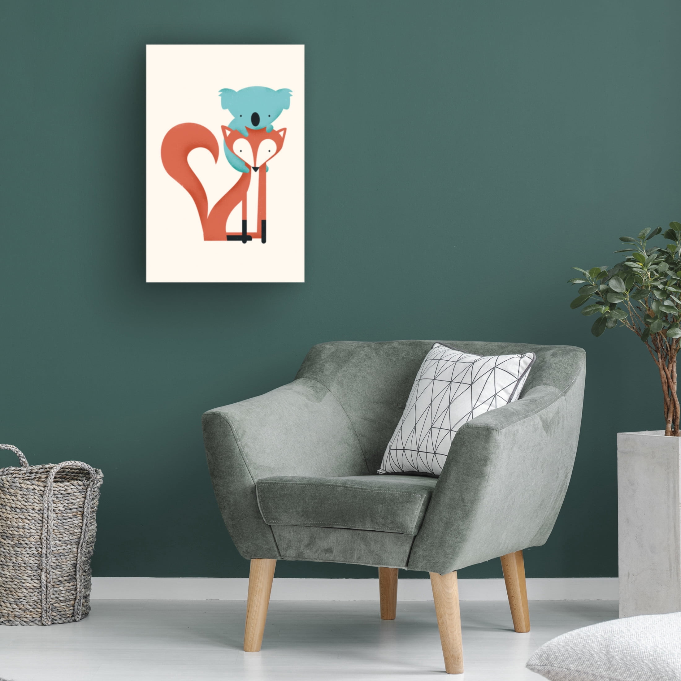 Canvas Wall Art - Jay Fleck 'Fox & Koala' Wall Art for Living Room, Bedroom, or Office Décor by Trademark Fine Art - 22 x 32 Inches