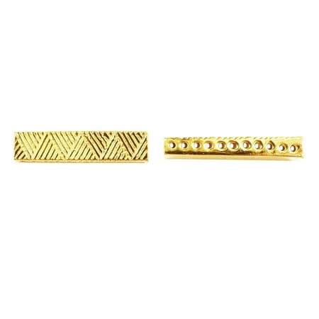 Vintage Spacer - CG-469 18K Gold Overlay Multi Strand Geomatrical Design Spacer Bar With 11 Holes