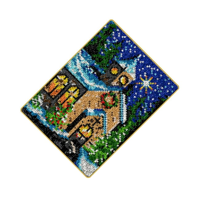 relayinert Christmas Latch Hook Kit DIY Rug Kit Snowman Carpet Embroidery Making House 52x38cm