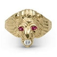 thumbnail image 2 of CZ Lion Head Men’s Adult Ring Ruby Eyes 10K Yellow Gold, 4.70 Gr – Goldum NYC, 2 of 3