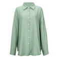thumbnail image 5 of Tops Fashionable Loose Casual Solid Color Long Sleeved Shirt, Blue S, Size S-XXL, 5 of 6