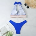thumbnail image 3 of WREESH Womens High Cut Bikini Sets Print Swimwear Two-Piece Slim Swimsuit Bikini Straped Swimsuits Beach Bathing Suit Blue, 3 of 9