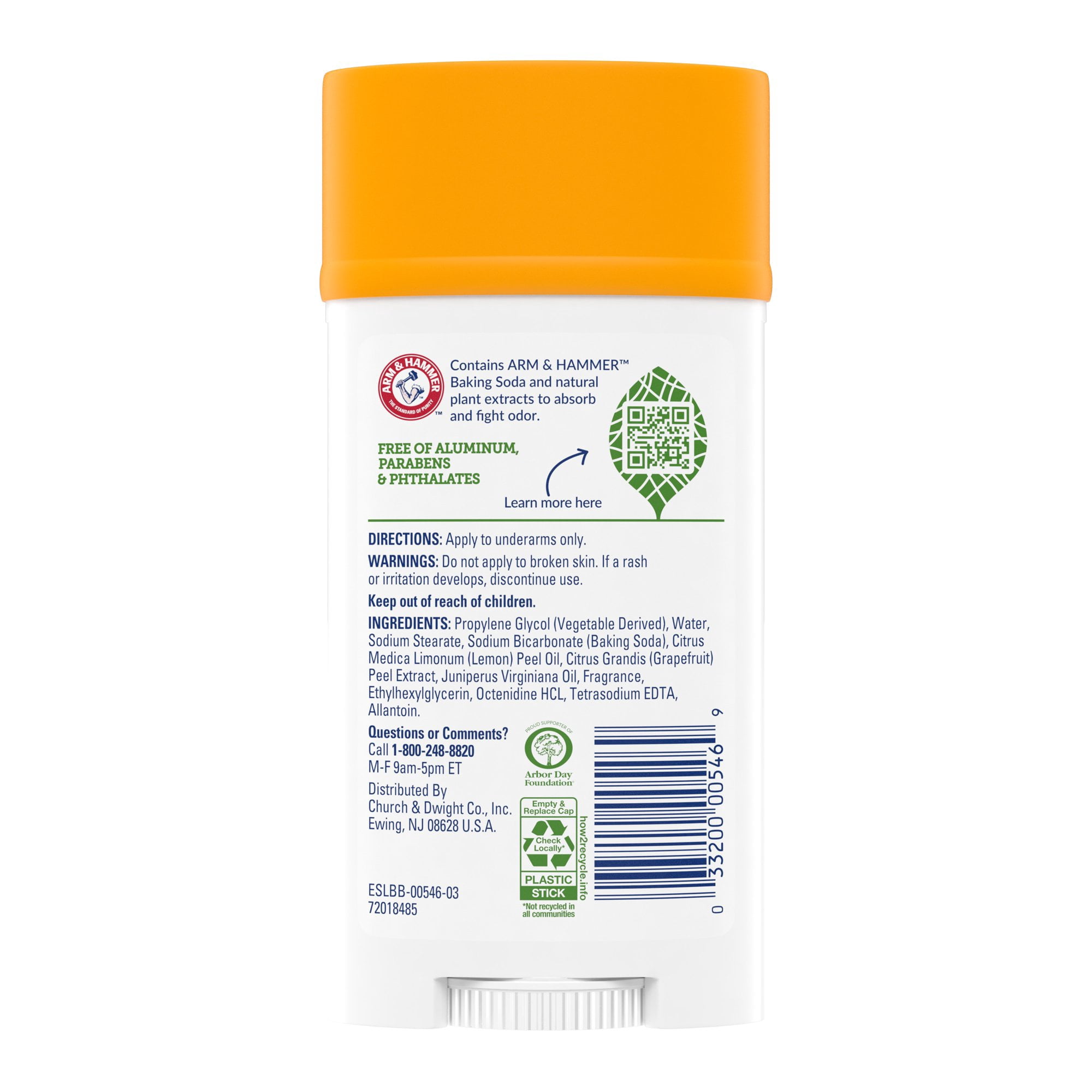 Arm & Hammer Essentials Natural Deodorant CLEAN Juniper Berry Wide Stick 2.5 oz (Pack of 4)