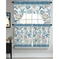 thumbnail image 3 of Blue Coastal Nautical Swag Valance and Tier Curtains 24'' Length Set, Summer Beach Starfish Shell Coral Light Filtering Kitchen Curtains, Tier Curtain Valances for Bathroom/Living Room/Bedroom/Café, 3 of 6