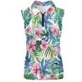 thumbnail image 2 of FASHOFT Golf Polo Shirts for Women Tennis Collared Tank Tops Floral Print Quick Dry V Neck Lightweight Sleeveless Shirt Light Blue XXXL, 2 of 3