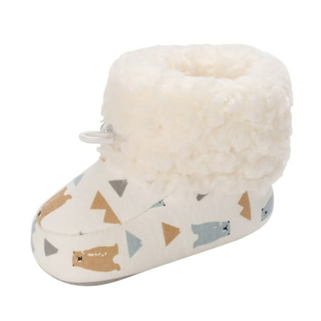 Kureaily Winter Children Baby Boots For Boys And Girls High Top Cotton Wool Warm And Comfortable Cute Pattern Toddler High Tops Shoes for Boys Size 6 6-12 Months