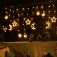 thumbnail image 5 of Con control remoto LED Luces de cadena solares Luz de hadas Luna Estrella Adorno Cortina Navidad Ormromra CPB-US-DYP950-1, 5 of 5