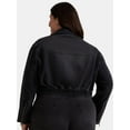 thumbnail image 3 of Madden NYC Women’s Plus Size Cropped Denim Moto Jacket, Sizes 1X-4X, 3 of 5