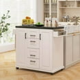 thumbnail image 2 of Auranook Kitchen Island, Rolling Kitchen Table with Wide Countertop, 4 Deep Drawers, Door Cabinets with Shelves, Wood Accent Cabinet with Lockable Wheels, 2 of 8