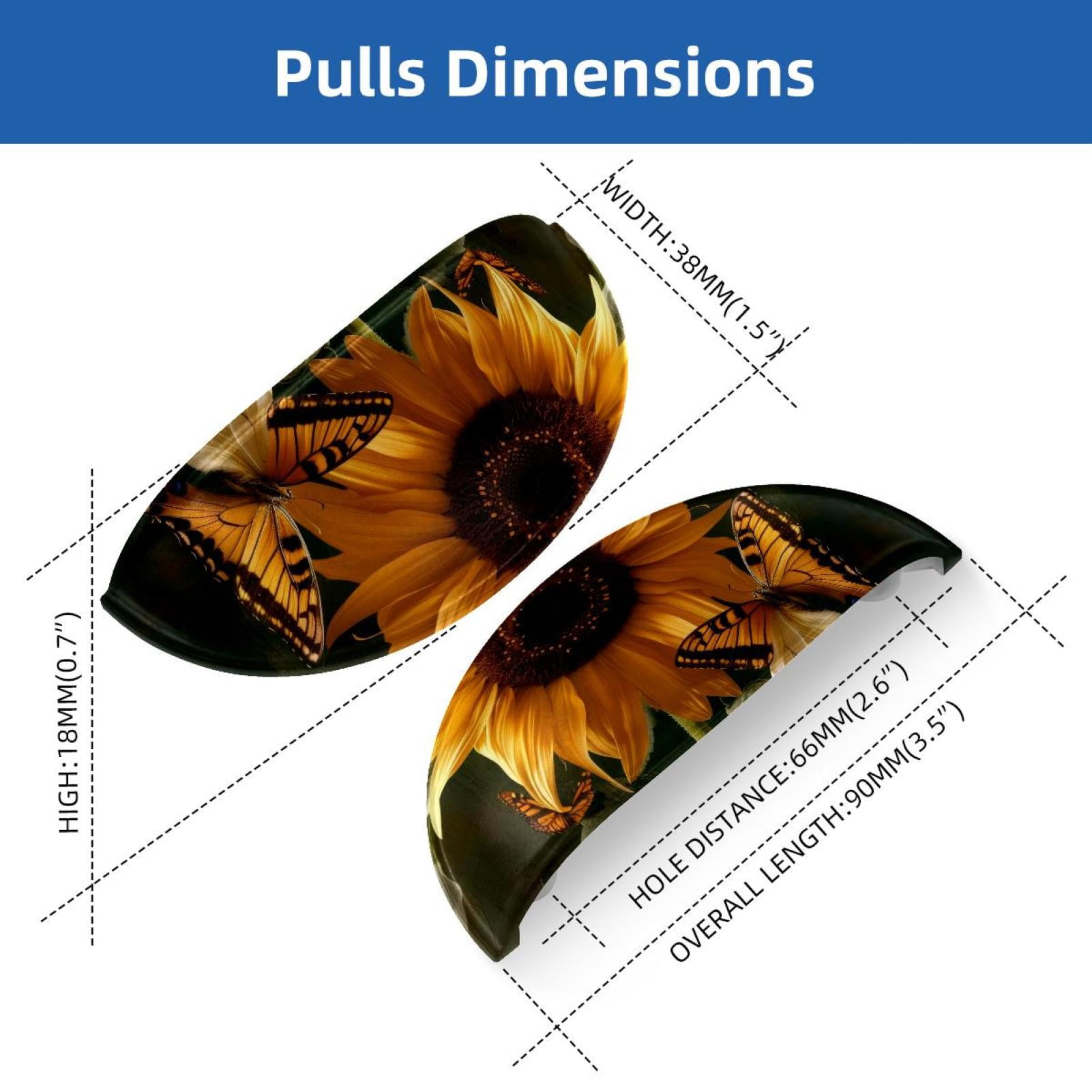 PhooArto 6 Pcs Cup Drawer Pulls, Sunflower and Butterfly Shell Shape Handles Cabinet Knobs for Dresser Cupboard Closet Wardrobe with Screws