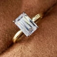 thumbnail image 2 of vylahjewellery Personalized 1 Ct Emerald Cut Solitaire Ring Moissanite Diamond Wedding Ring Bridal Plated White Gold Ring, 2 of 8