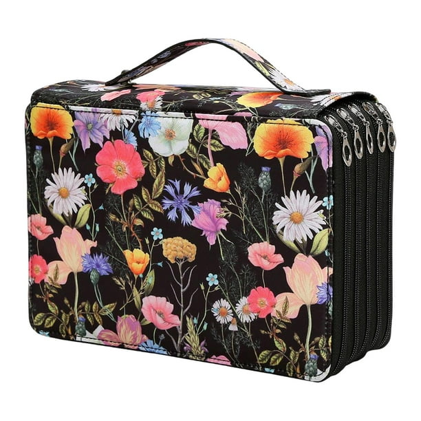Estuche de lápices de gran capacidad, organizador de papelería, bolso para bolígrafos portátil con cremallera 252 Negro