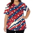 thumbnail image 3 of Womens 4th of July Scrub Tops Casual Short Sleeve American Flag Print Scrubs V Neck Independence Day Patriotic Scrub Shirts Nursing Uniform Medical Nurse Workwear with Pockets Watermelon Red 5XL, 3 of 5