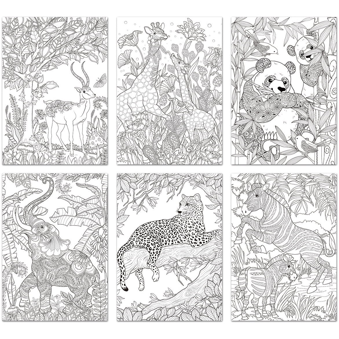 Download Living In Color Art Therapy Coloring Pages 6 Sheets Pkg Safari Walmart Com Walmart Com