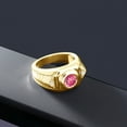 thumbnail image 5 of Gem Stone King 2.38 Ct Pink Mystic Topaz 18K Yellow Gold Plated Silver Men's Ring, 5 of 5
