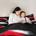thumbnail image 5 of Homewish Stripe Line Pattern Bedding Comforter Set,Modern Graffiti Geometric Twin Comforter Sets,Black Red White Bedding Set For Girl Teens,Breathable Home Decor Reversible,2pcs, 5 of 8