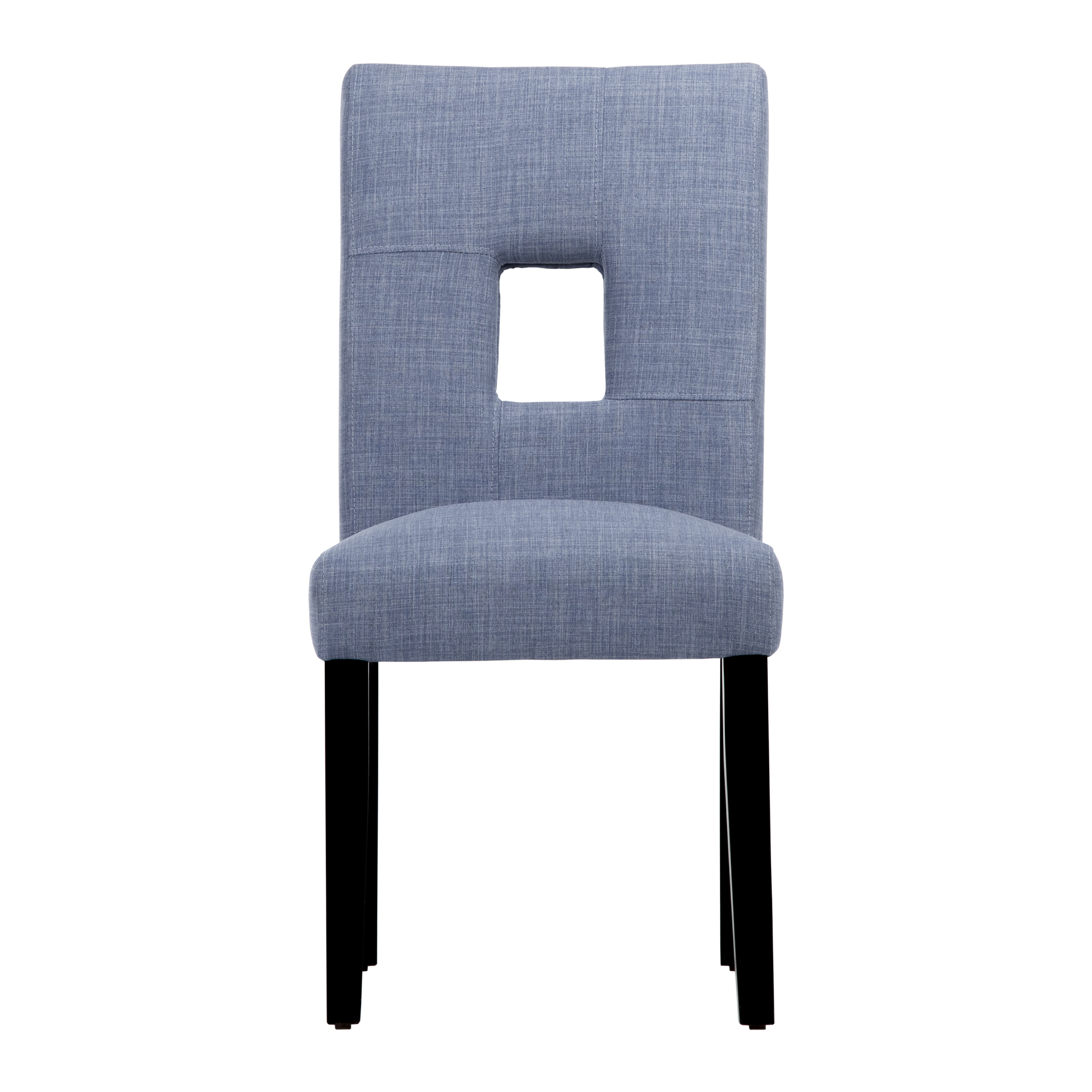 Weston Home Landen Keyhole Linen Dining Side Chair, Blue (Set of 2)
