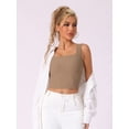 thumbnail image 5 of DARING DIVA Women's Square Neck Ribbed Slim Fit Tank Top Built-In Bra S Light Brown, 5 of 6