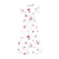 thumbnail image 4 of DAETIROS Girls Maxi Dress with Pockets Floral Short Sleeve White Long Casual Summer Soft Cotton Feel for Wedding Party 4-14 Years,Size 13 T, 4 of 9