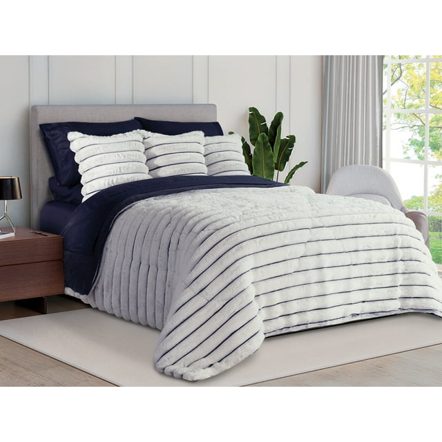 Cobertor Rabbit de Flannel Blanco con Gris Mega King Size Dormireal