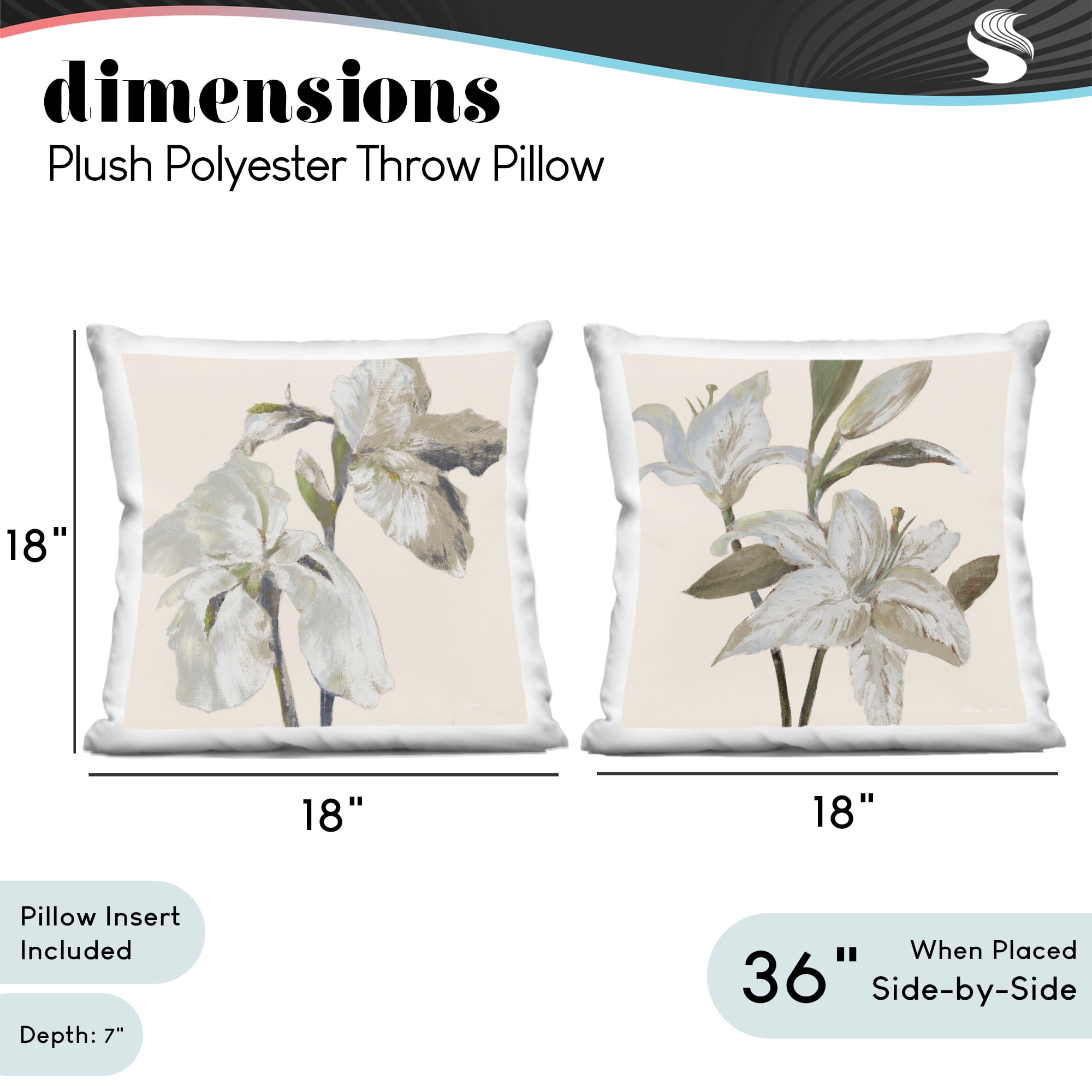Stupell Industries Neutral Irises & Lilies 2 Piece Decorative Printed Throw Pillow Set, design by Lanie Loreth