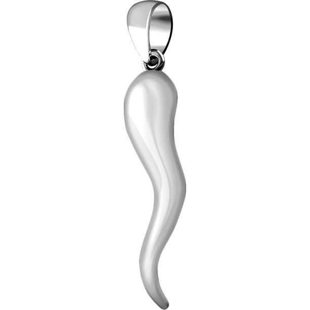 US Jewels and Gems 1in Men's Solid 0.925 Sterling Silver Italian Horn