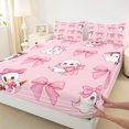 thumbnail image 3 of Homewish Sweet Halloween Ghost Bed Sheets,Pink Ribbon Bowknot Full Size Sheets,4-Piece,1 Flat Sheet,1 Fitted Sheet and 2 Pillowcases, 3 of 6