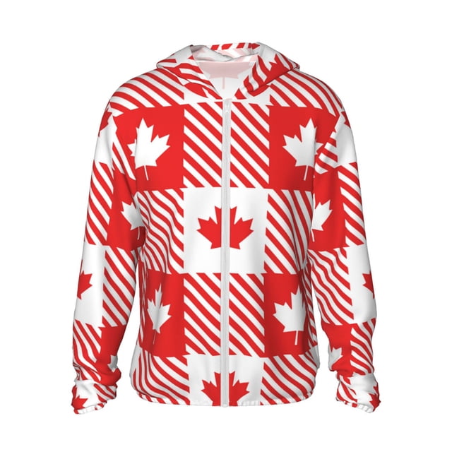 Fotbe Maple Leaves1 Chaqueta con Protección Solar UPF 50+ para Hombre y Mujer, Camisa con Capucha y Bolsillos-3X-Large