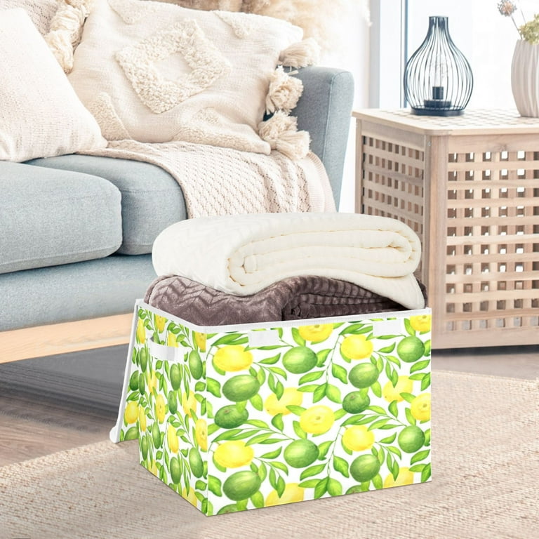 Citrus fruit leafy pattern Foldable Kids Toy Chest with Flip-Top