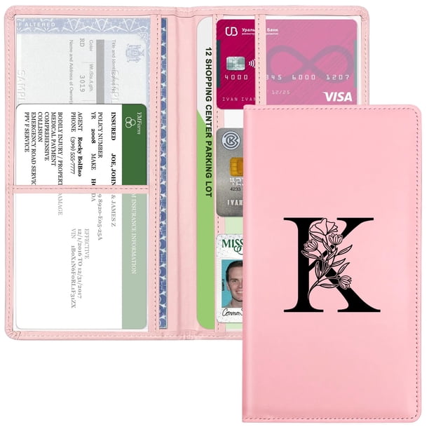 Yeecase Soporte Para Registro Y Seguro De Auto Porta Documentos De Auto Con Cierre Rosa Con Letras Funda Billetera Auto Vehículo Accesorios Para Auto Para Mujeres Y Hombres